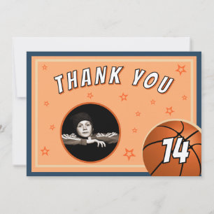 Carte De Remerciements Photo d'anniversaire de sports de balle de basket-