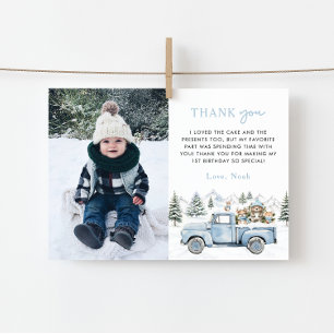 Carte De Remerciements Photo d'anniversaire de Winter Onederland 1 an