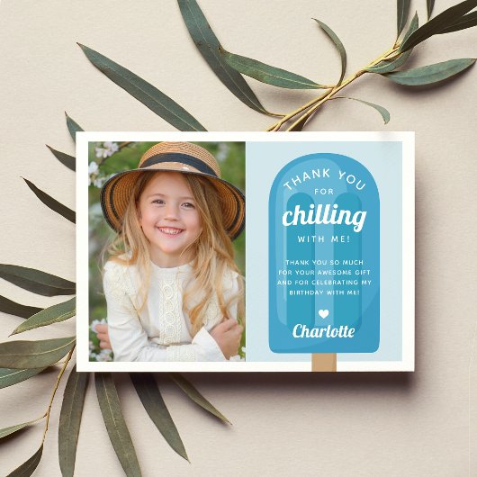 Carte De Remerciements Photo d'anniversaire d'enfants avec Popsicle d'été
