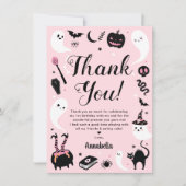 Carte De Remerciements Photo d'anniversaire d'Halloween rose (Devant)