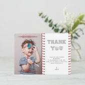 Carte De Remerciements Photo d'anniversaire du baseball (Debout devant)