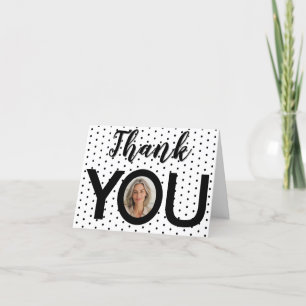 Carte De Remerciements Photo d'anniversaire en vous Points noirs et blanc