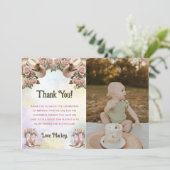 Carte de remerciements photo d'anniversaire Floral (Debout devant)