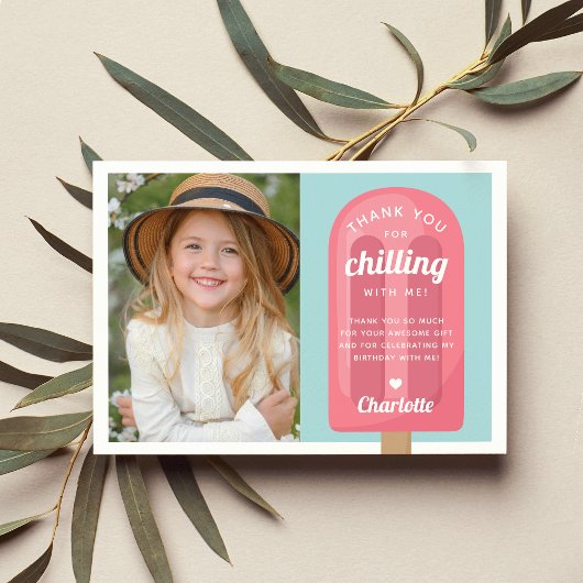 Carte De Remerciements Photo d'anniversaire pour enfants avec Popsicle d'