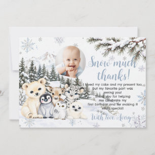 Carte De Remerciements Photo d'anniversaire Winter Onederland Animaux Arc