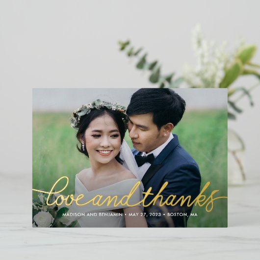 Carte de remerciements photo Darling Script REAL F (Debout devant)