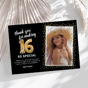Carte De Remerciements Photo de 16e anniversaire moderne