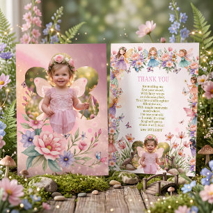 Carte De Remerciements Photo de 1er anniversaire fée fantaisiste