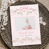 Carte De Remerciements Photo de 1er anniversaire Spring Garden rose et ve