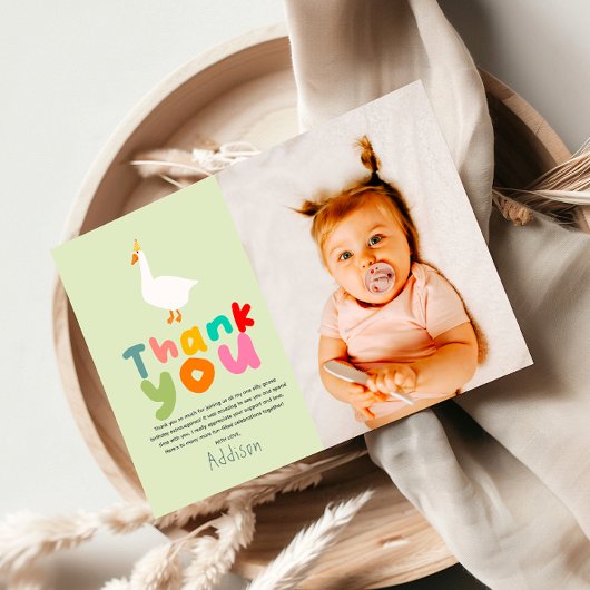 Carte De Remerciements Photo de 2e anniversaire de Two Silly Goose neutre