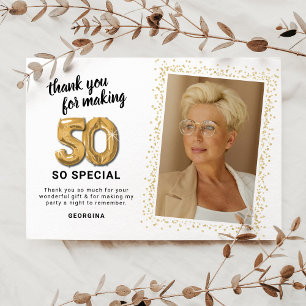 Carte De Remerciements Photo de 50e anniversaire moderne