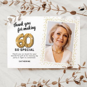 Carte De Remerciements Photo de 60e anniversaire adulte moderne