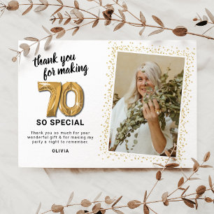 Carte De Remerciements Photo de 70e anniversaire moderne pour adulte