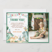 Carte De Remerciements Photo de anniversaire de dinosaure mignon (Devant)