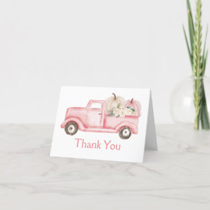 Carte De Remerciements Photo de Baby Shower Camionnette Rose Citrouille M