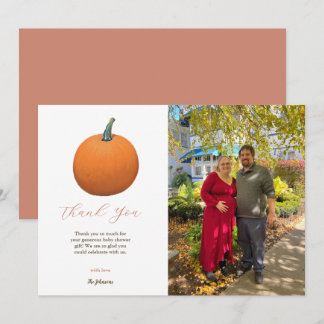 Carte De Remerciements Photo de Baby Shower d'automne avec citrouille en 