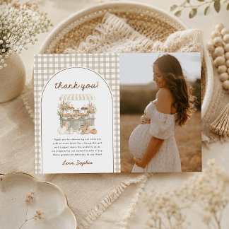 Carte De Remerciements Photo de Baby Shower d'automne Little Cutie Pie