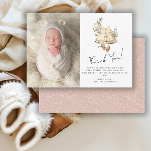 Carte De Remerciements Photo de Baby shower de Boho doux