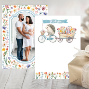 Carte De Remerciements Photo de Baby shower de hérisson d'aquarelle migno