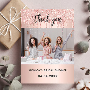 Carte De Remerciements Photo de baby shower de mariage avec gouttes de pa