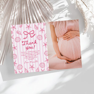 Carte De Remerciements Photo de Baby Shower de plage côtière coquillage r