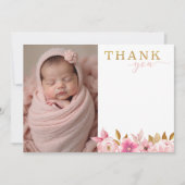 Carte de remerciements photo de Baby shower rose v (Devant)