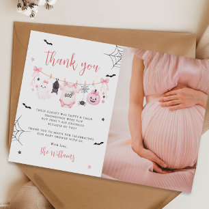 Carte De Remerciements Photo de baby shower sur une corde à linge de fant