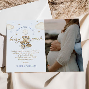 Carte De Remerciements Photo de Baby Shower Teddy Bear Balloon Boy