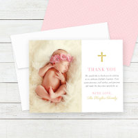 Photo de baptême élégant rose et or de bébé fille