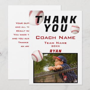 Carte De Remerciements Photo de baseball joueur équipe entraîneur