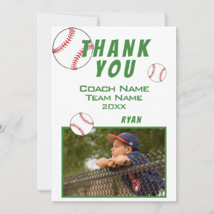 Carte De Remerciements Photo de baseball joueur équipe entraîneur