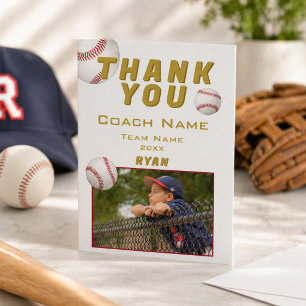 Carte De Remerciements Photo de baseball joueur équipe entraîneur