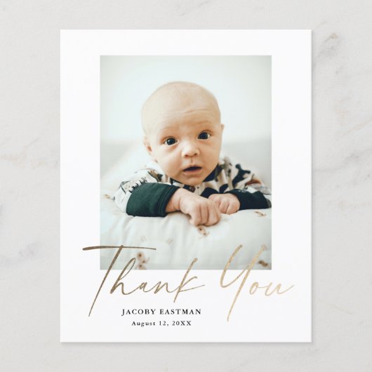 Carte de remerciements photo de bébé à script mini (Devant)