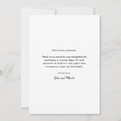 Carte De Remerciements Photo de bébé avec écriture moderne (Dos)