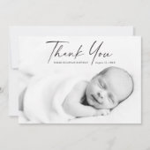 Carte De Remerciements Photo de bébé avec écriture moderne  (Devant)