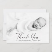 Carte De Remerciements Photo de bébé avec écriture moderne (Devant)