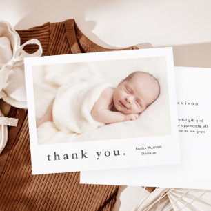 Carte De Remerciements Photo de bébé avec prénom moderne