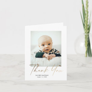 Carte De Remerciements Photo de bébé élégant en écriture dorée