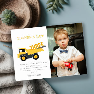 Carte De Remerciements Photo de camion de chantier pour anniversaire de t