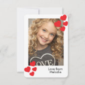 Carte De Remerciements Photo de classe Amour Cœur Saint Valentin (Devant)