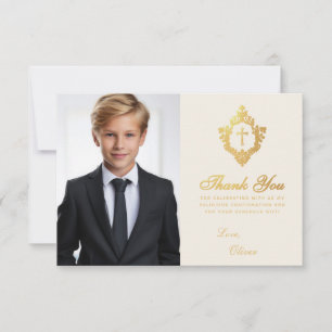 Carte De Remerciements Photo de confirmation Croix dorée sur Crête d'Ivoi