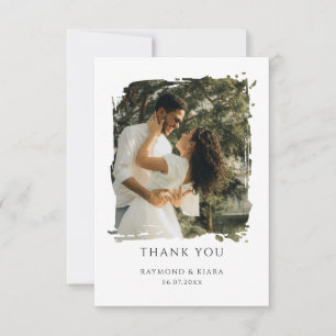Carte De Remerciements Photo de coup de pinceau Mariage minimaliste