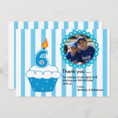 Carte de remerciements photo de Cute Blue Cupcake (Devant / Derrière)