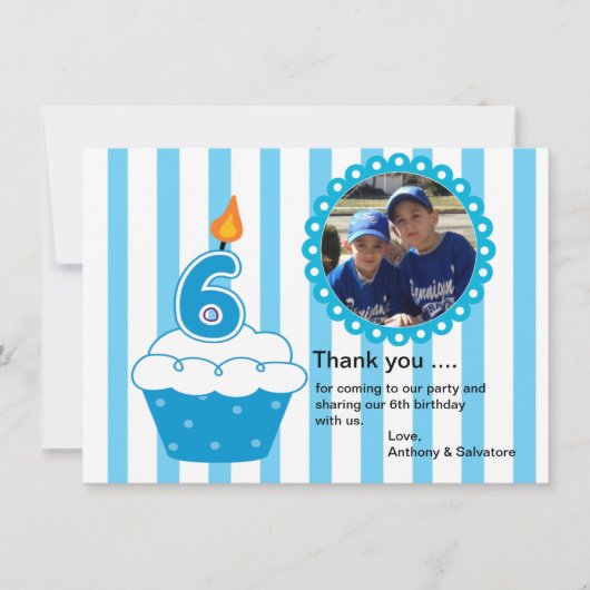 Carte de remerciements photo de Cute Blue Cupcake (Devant)