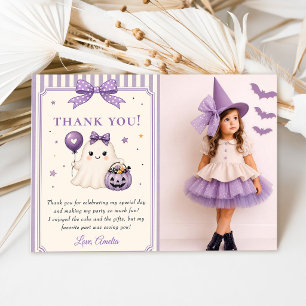 Carte De Remerciements Photo de fantôme mignon violet Halloween