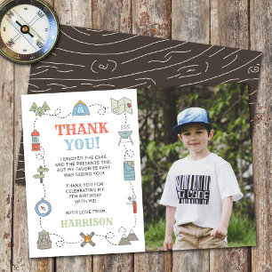 Carte De Remerciements Photo de fête d'anniversaire Camping Tout Âge