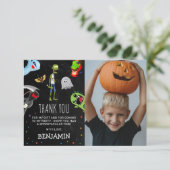 Carte De Remerciements Photo de fête d'anniversaire de Halloween pour enf (Debout devant)