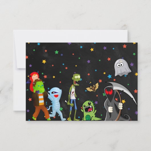 Carte De Remerciements Photo de fête d'anniversaire de Halloween pour enf (Dos)