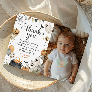 Carte De Remerciements Photo de fête d'anniversaire fantôme d'Halloween e