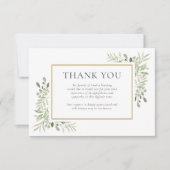 Carte De Remerciements Photo de feuillage aquarelle de mémorial funéraire (Devant)